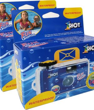 1 Shot Waterproof Disposable Camera - 35mm Underwater - 27 Exposures - ASA/ISO400 Color Film - Single-Use for Vacation, Snorkeling, Watersports - 2-Pack