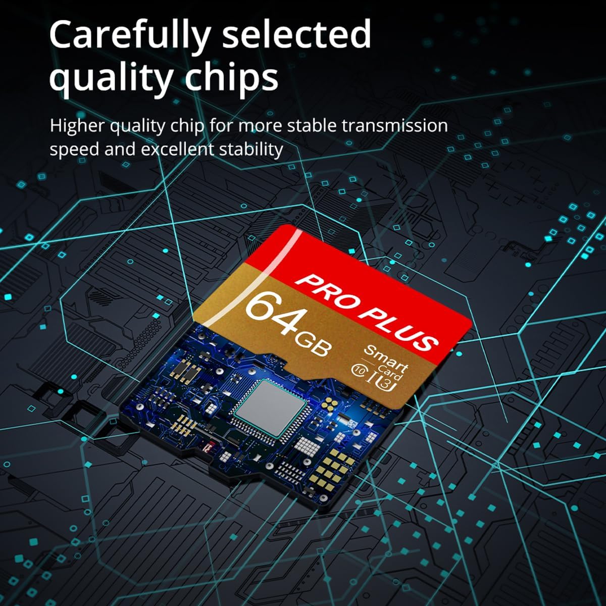 2 Pack TF Card 64GB with Adapter, High Speed Memory Card, UHS-I C10 A1 Memory TF Card for Tablet/Mobile Phone/Camera/Car Audio/Game Console (TF162 Red Gold 64GB) - Image 3