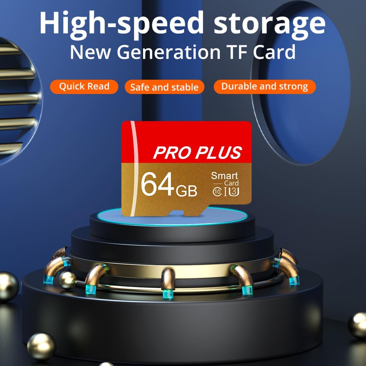2 Pack TF Card 64GB with Adapter, High Speed Memory Card, UHS-I C10 A1 Memory TF Card for Tablet/Mobile Phone/Camera/Car Audio/Game Console (TF162 Red Gold 64GB) - Image 4